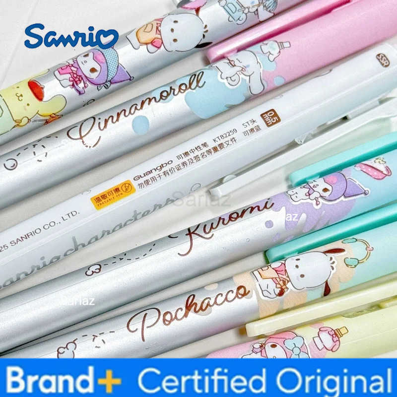 Sanrio 12/24pcs Kawaii Kuromi Melody Cinnamoroll Erasable Gel Pen Cute 05mm Blue Ink Neutral Pens Office School Supplies H251231