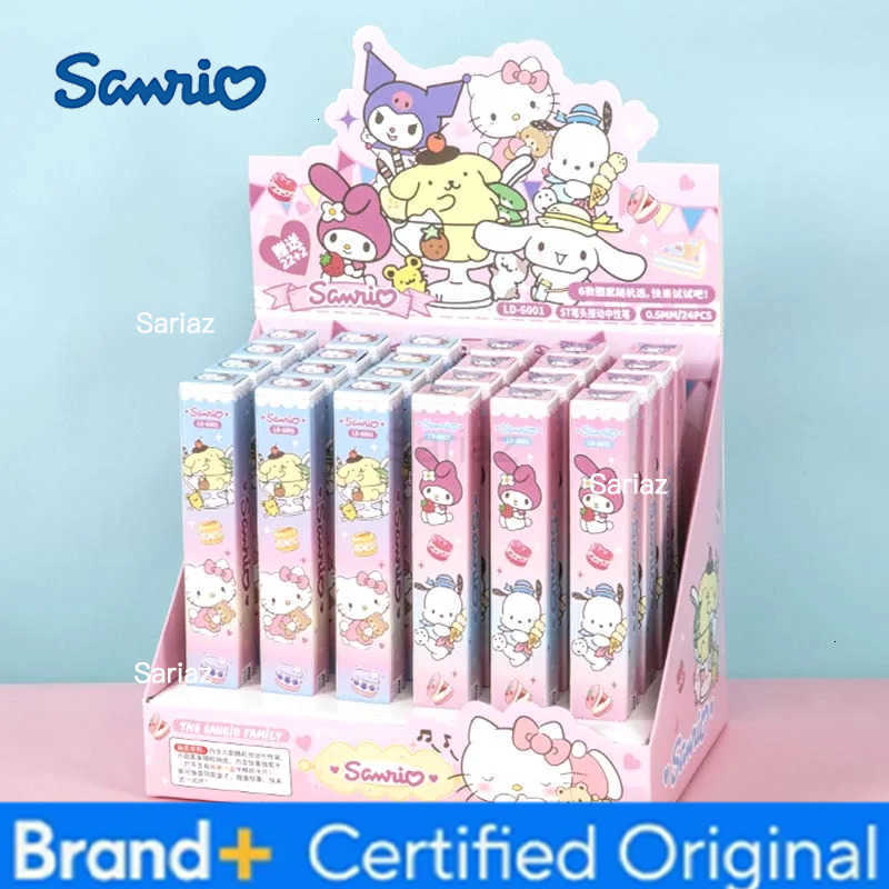 Sanrio 24pcs/lot Kawaii Press Gel Pens For Writing Cute Cinnamoroll 05mm Black Ink Neutral Pen Kuromi Office School Supply H251231