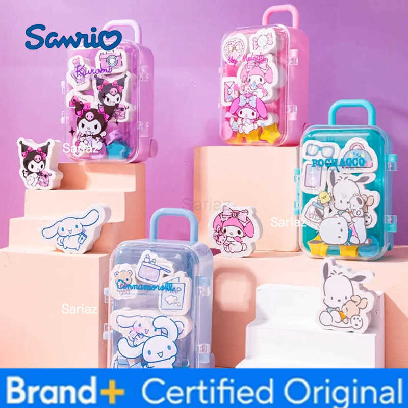 Sanrio Kawaii Luggage Case Eraser Set Cinnamoroll Kuromi Melody Pencil Eraser Stationery Student School Supplies Kids Gifts H251231