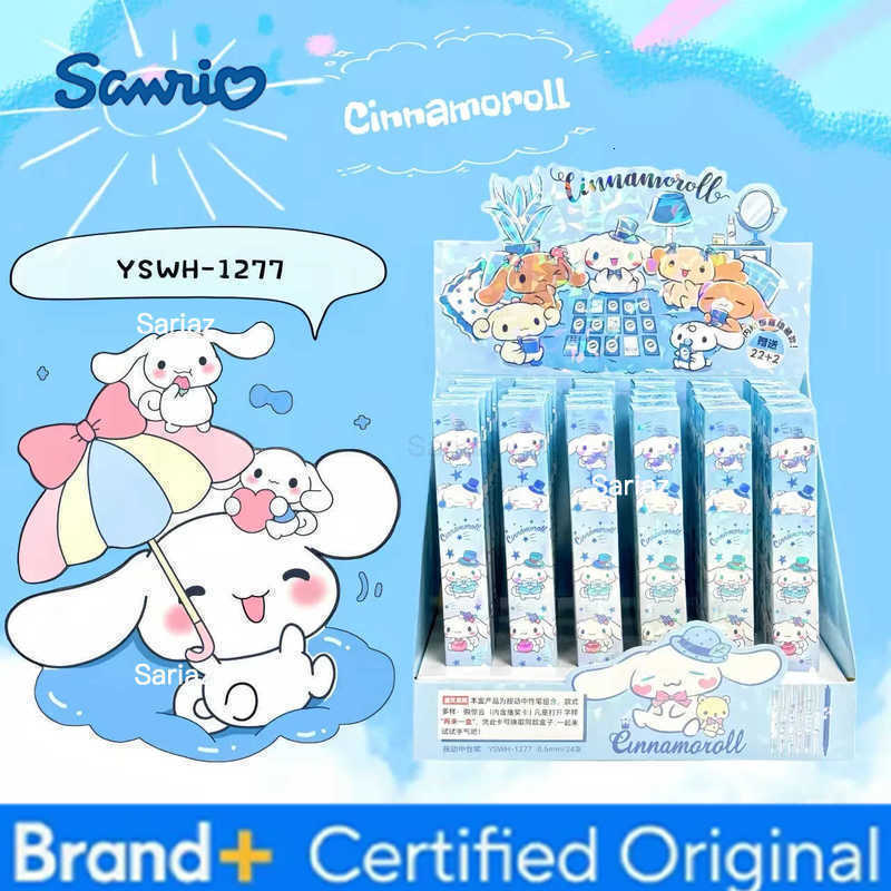 Sanrio 24pcs Cinnamoroll Gel Pen Cartoon Cute 05mm Black Press Gel Pen Independent Packaging Student Stationery Wholesale Gifts H251231