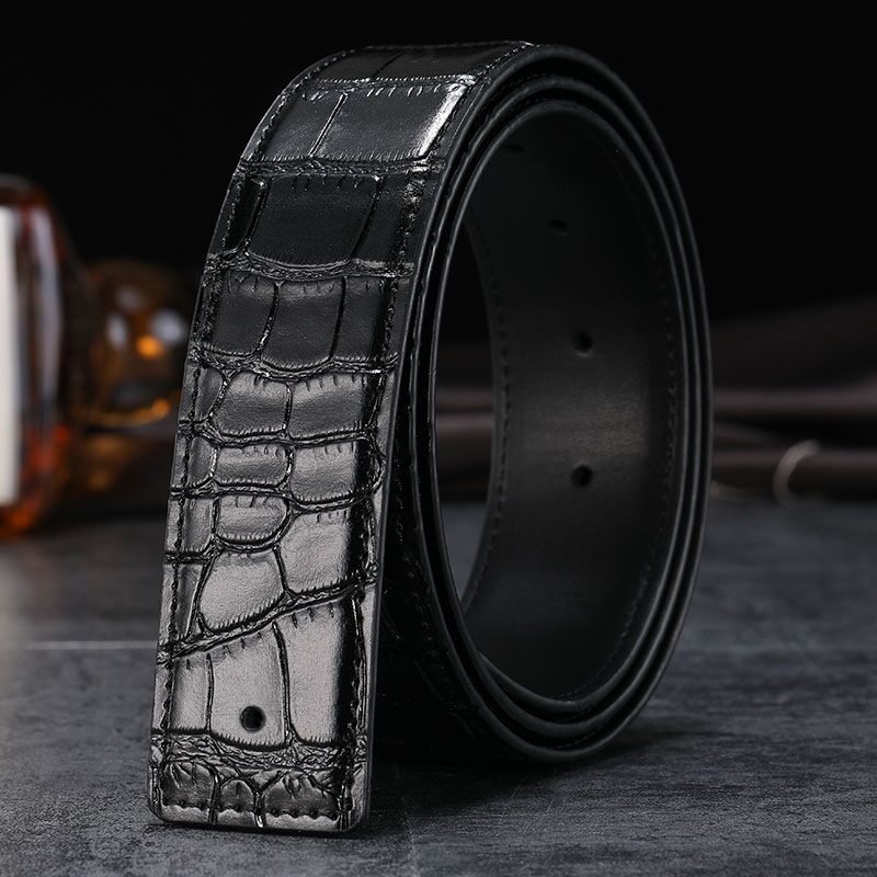35cm Casual Style Cowskin Genuine Leather Crocodile Belts for Men Automatic Belt without Buckle Mens Red Blue Replacement belt 251110