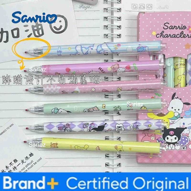 Sanrio 6 pcs Gel Pen Hello Kitty Melody Kuromi Cinnamoroll Pochacco Student Neutral Ball Pen Office School Supplies Stationery H251231