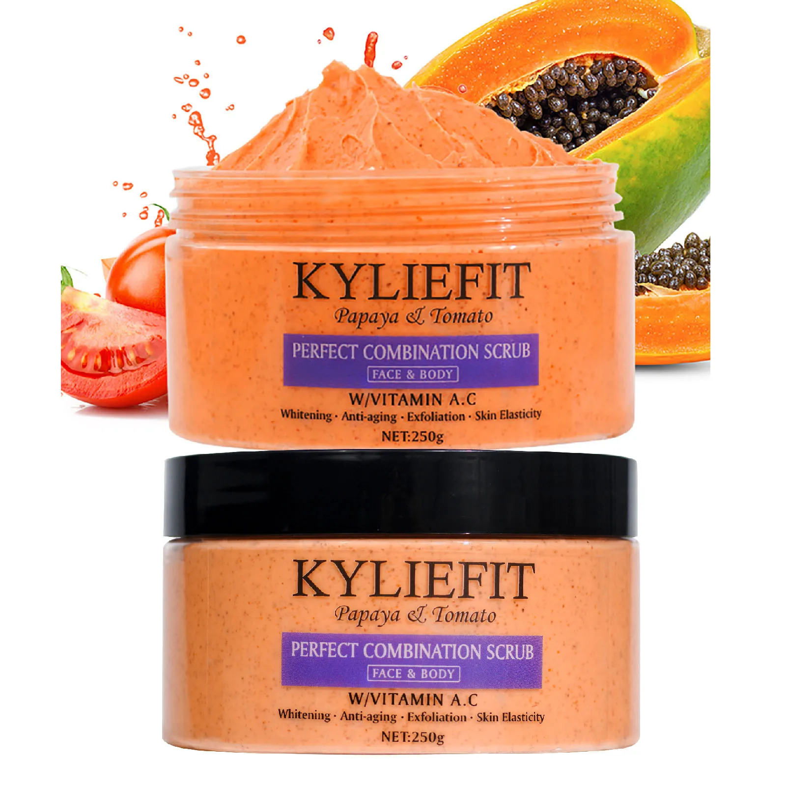 Papaya And Tomato Combination Scrub Reduce Spots Exfoliating Moisturizing Smooth Skin For Face And Body 250g 251222