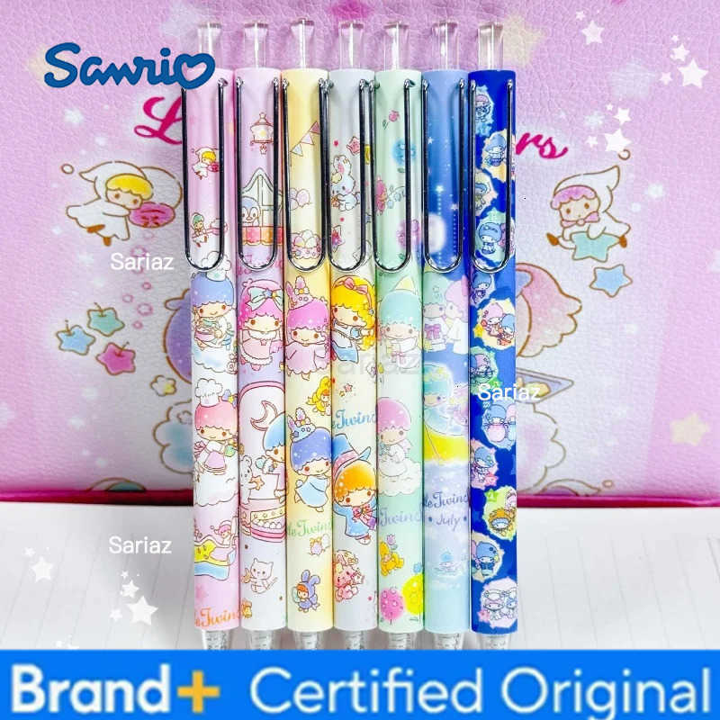 Sanrio 24pcs/lot Cartoon Little Twin Stars Gel Pen Cute 05mm Black Ink Press Signature Pens Promotional Gift School Supplies H251231