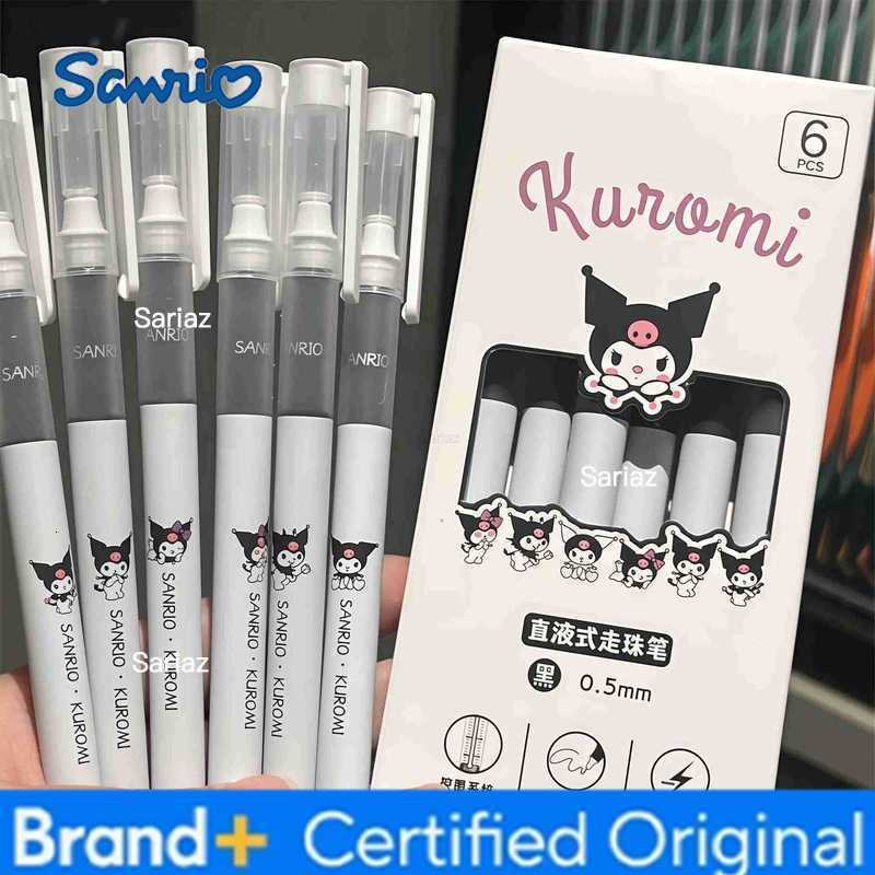 Sanrio 6pcs Gel Pen Set 05mm Fine Point Hello Kitty Cinnamoroll Kuromi Melody Cartoon Black Ink Stationery Supplies H251231