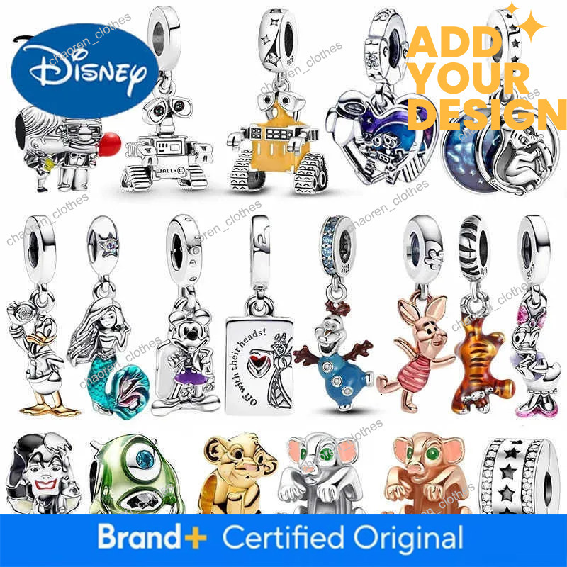 Disney custom Mickey WALL-E 925 Silver Winnie The Pooh Donald Duck Charm Bead For Women Bracelet DIY Christmas Jewelry Pendant Gifts H251220