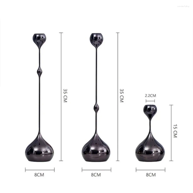 Candle Holders 1/3pcs Silver Gold Black Tabletop Romantic Art Table Decoration Wedding Pography Props Metal H260310