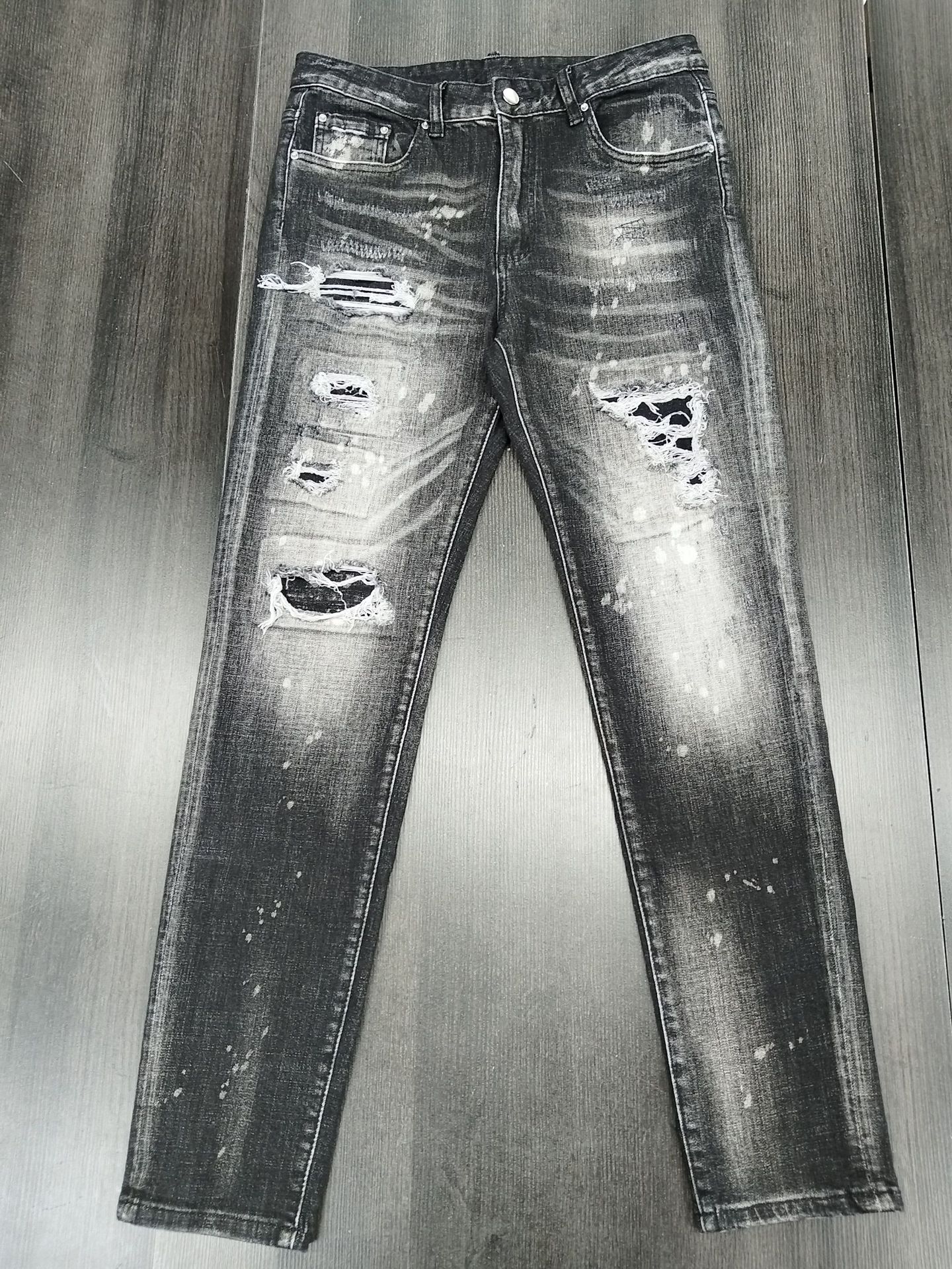 WOZK trendy brand fashion d2 style jeans for men, slim fit and handsome with distressed patches, retro blue men's jeans, men's pants designe