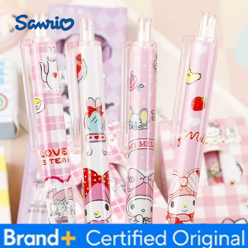 Sanrio Cartoon Kuromi Cinnamoroll Press Type Gel Pen 4PCS - Hello Kitty Kuromi 05mm Black Ink Pens School Office Writing Tools H251231