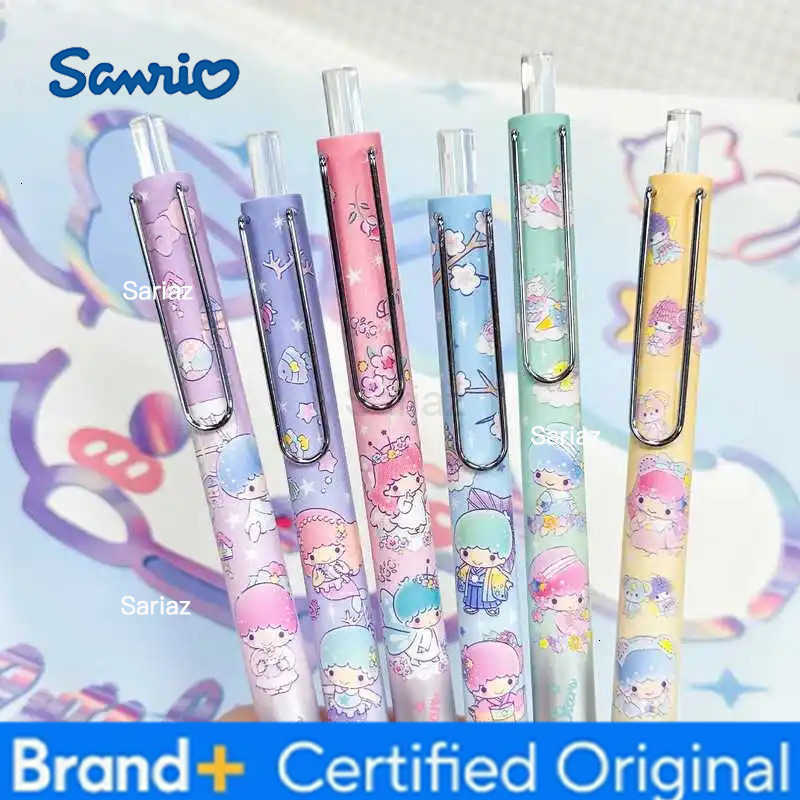 Sanrio 12pcs Kawaii Gemini Press gel Pen Cartoon St Smooth Low Center Of Gravity 05 Signature Pen Couple Stationery Gift Wholesale H251231