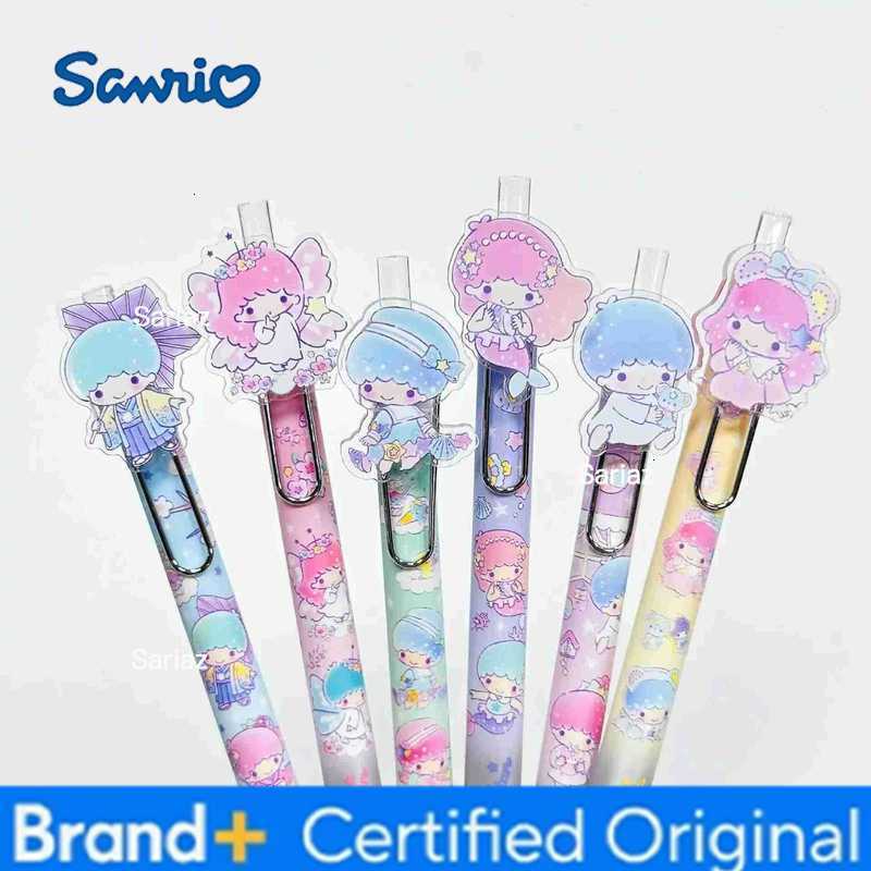 Sanrio 6/24pcs Little Twin Stars Press Gel Pen Cartoon 05mm Black Patch Neutral Pen Student Stationery Supplies Gift Wholesale H251231