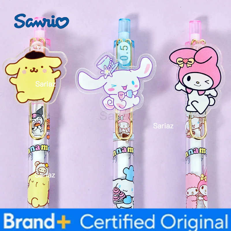 Sanrio Acrylic Series Click Gel Pen Cute Kawaii Writing Pen Student Study Stationery Journal Note Taking Gel Ink Pen H251231