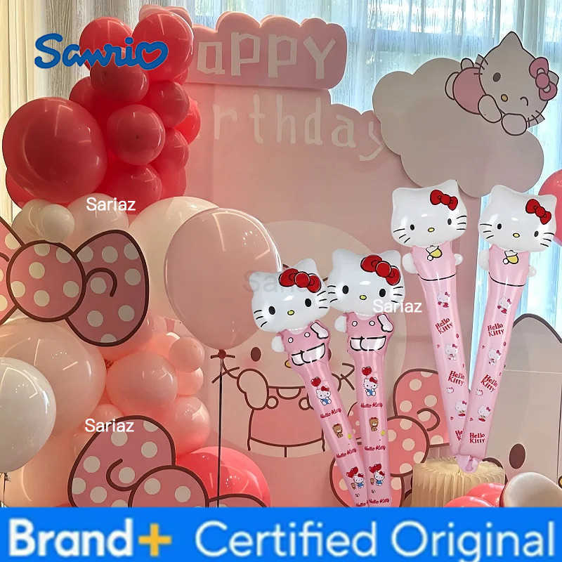 Sanrio 4pcs Hello Kitty Melody Balloon Stick Foil Balloons Set Girl Happy Birthday Party Kawaii Gift Concert Atmosphere Props H251231