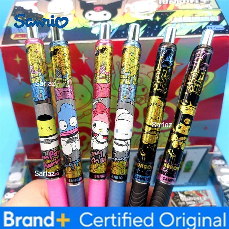 Sanrio 24pcs/lot Melody Cinnamoroll Hangyodon Press Gel Pen Cute 05mm Black Ink Press Signature Pens School Supplies H251231