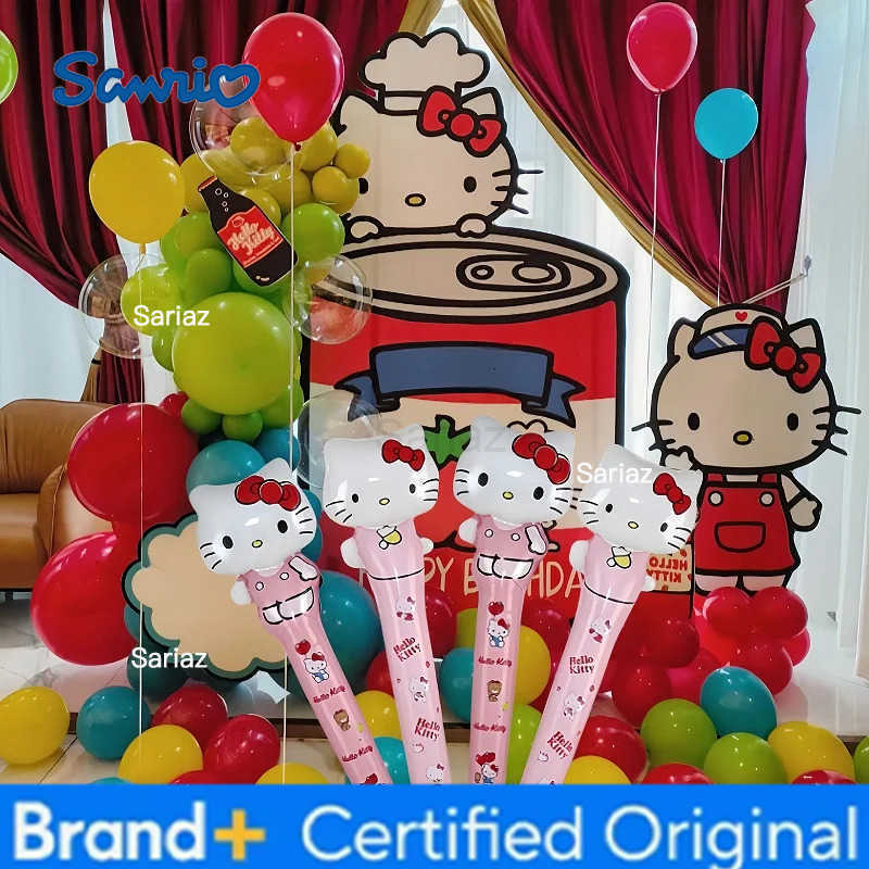 Sanrio 4pcs Hello Kitty Melody Balloon Stick Foil Balloons Set Girl Happy Birthday Party Kawaii Gift Concert Atmosphere Props H251231