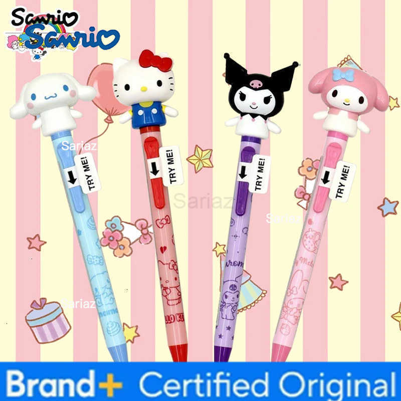 Sanrio Kawaii Hello Kitty Ballpoint Pen Anime Cartoon Kuromi Cinnamoroll 3D Big Head Doll Arms Can Move Students Stationery Girl Gift H251231