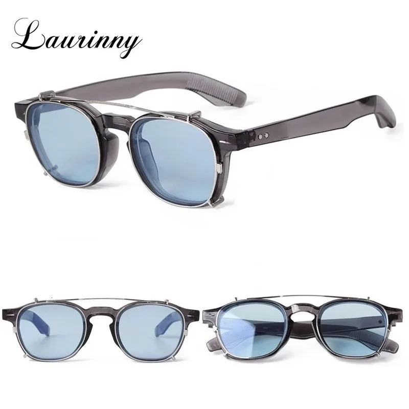 Vintage Rivet Steampunk Clip on Sunglasse Round Removable Flip Up Polarized Lens Shades Men Sun Glasses UV 251230