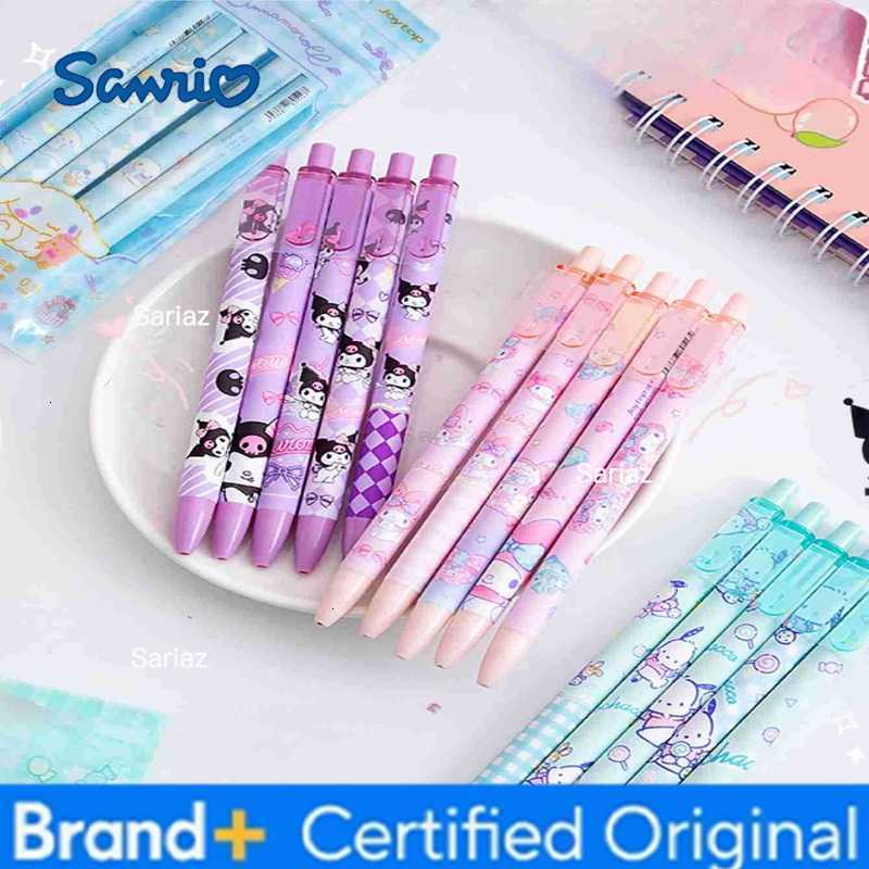 Sanrio 5pcs/set Series 055mm Kuromi Cinnamoroll Melody Kawaii Press Neutral Pen Box Cartoon Cute Y2k Pochacco Press Pen H251231