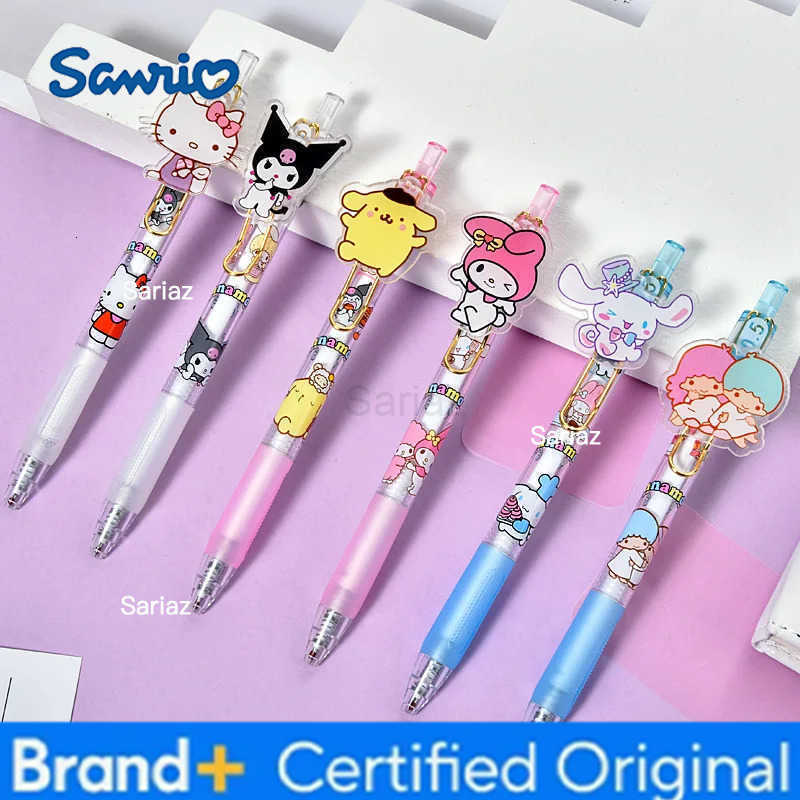 Sanrio Acrylic Series Click Gel Pen Cute Kawaii Writing Pen Student Study Stationery Journal Note Taking Gel Ink Pen H251231