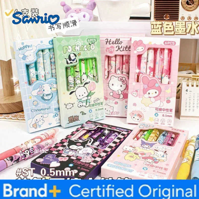 Sanrio Blue Erasable Gel Pen My Melody Cinnamoroll Cute Click Pen Hello Kitty Girly Heart Student Stationery Birthday Gift H251231