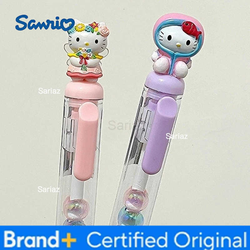 Sanrio Kawaii HelloKitty Beaded Gel Pen High Beauty Fun 05 Student Office School Supplies Gift Cartoon DIY Beaded Ballpoint Pen H251231
