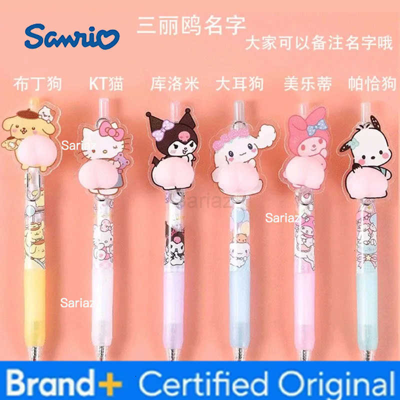 Sanrio new cartoon cute Hello kitty Kuromi My melody Cinnamoroll unisex press pen girls signature decompression butt pen H251231