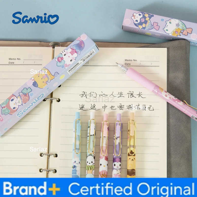 Sanrio 24pcs/lot Mermaid Press Gel Pens For Writing Cute Kitty 05mm Black Ink Neutral Pen Kuromi Office School Supply H251231