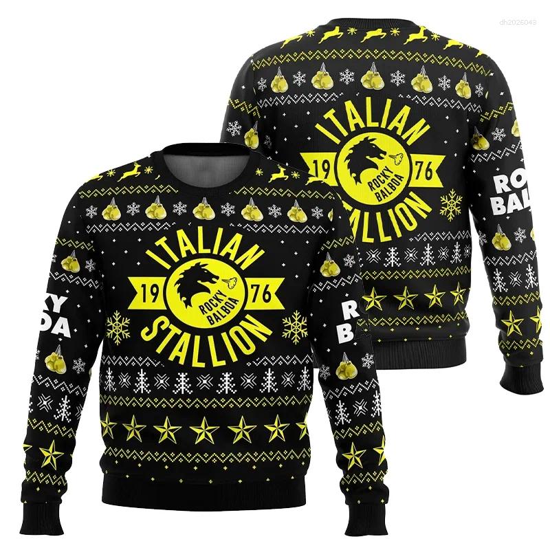 Men's T Shirts Italian Stallion Balboa Lodge's Merry Christmas Ugly Hoodies For Men And Women Couple Outdoor Casual Sportswear