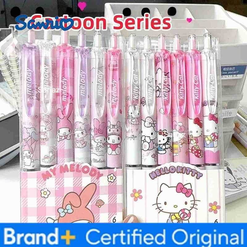 Sanrio 6 Pcs/Set Hello Kitty Melody Limited Edition High Quality Gel Pen Cartoon Series Black 05mm Student/Office Daily Stationery H251231
