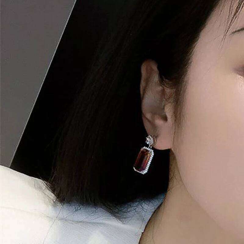 Huitan Gradient Zirconia Rainbow Stone Pendant Earrings Delicate Luxury Jewelry for Anniversary Party Chic Exquisite Accessories