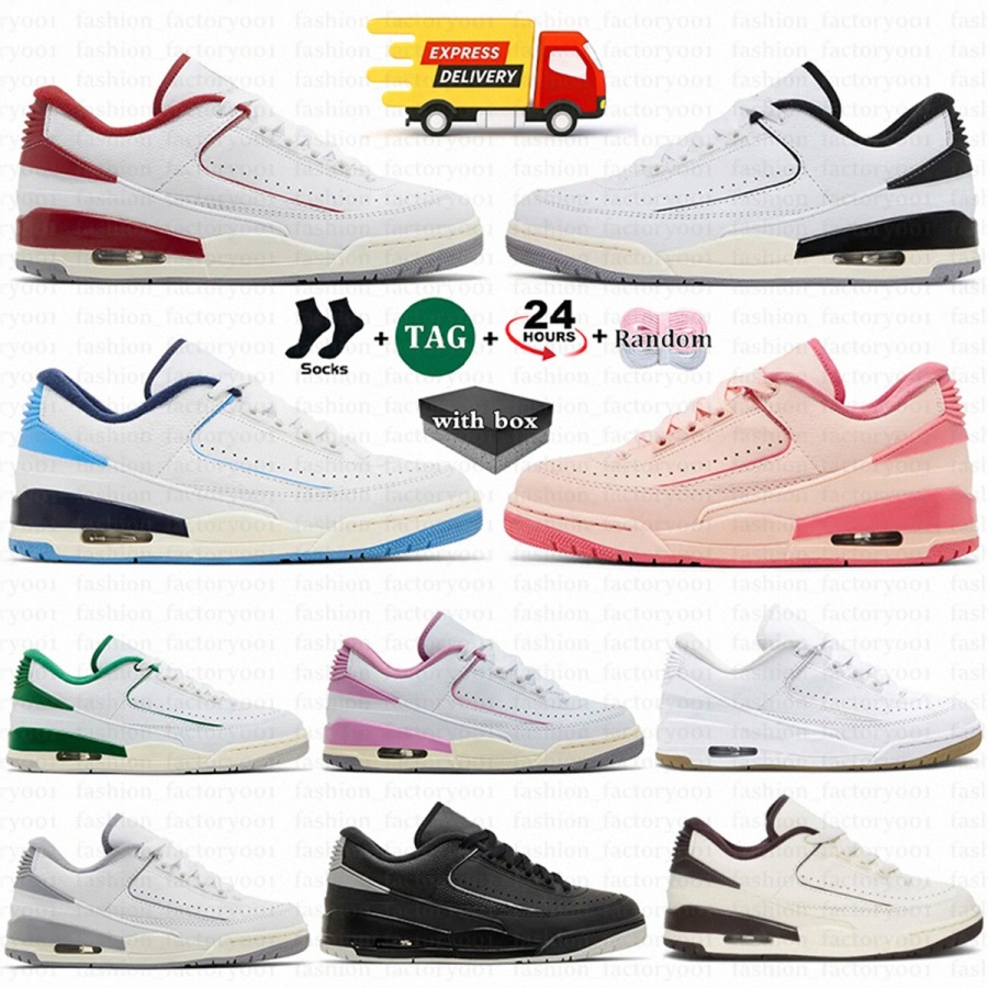 With Box 2/3 2/3s Mens Basketball Shoes White Varsity Red UNC Washed Coral Pine Green Orchid White Cement Black Mens Women Sport Sneakers size 36-45