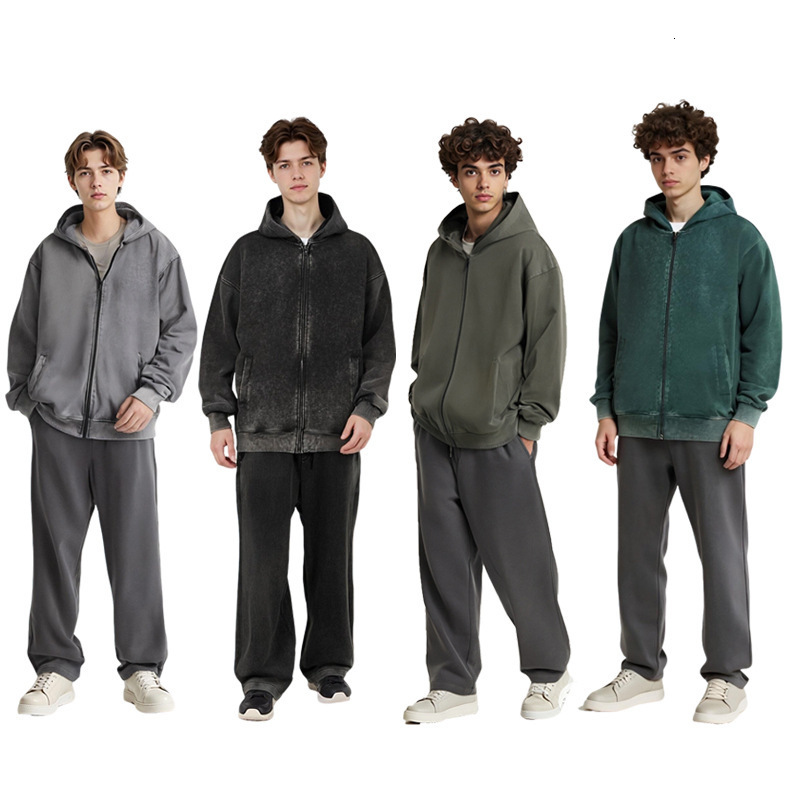 Divin Vintage Washed Jacket Y2K Zipper Hoodie Mens Rock Hip Hop Retro Embroidery Oversized Hoodie Sweatshirt Zipper Jacket Coats 241112