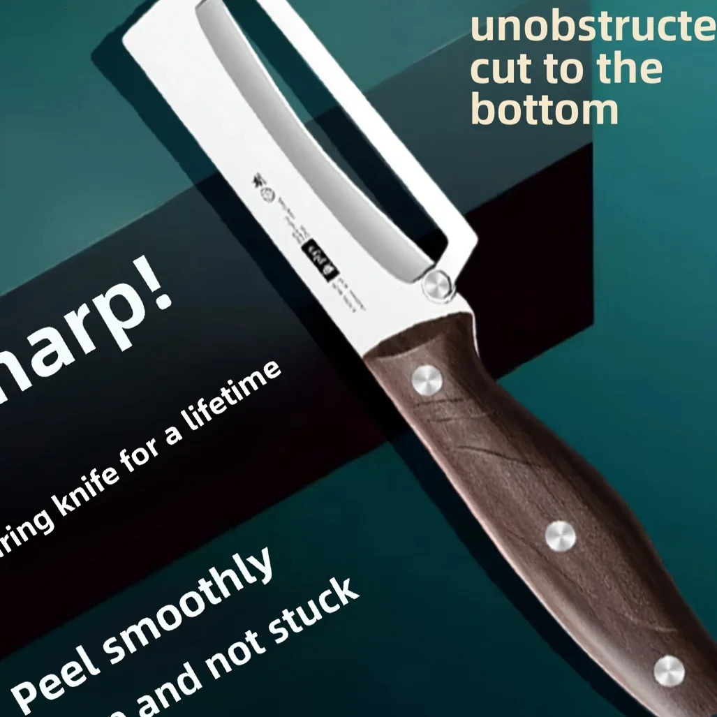 Stainless Steel Peeler with Wooden Handle for Peeling and Slicing Fruits and Vegetables Durable and Smooth 251230