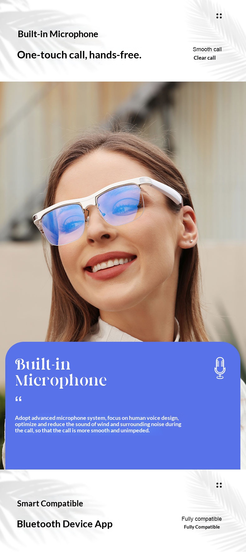 BLUETOGLASSES Smart Audio Sunglasses, Open-Ear Bluetooth 5.3 Glasses for Music & Calls, HD Stereo, Blue Light Protection, Wayfarer Style