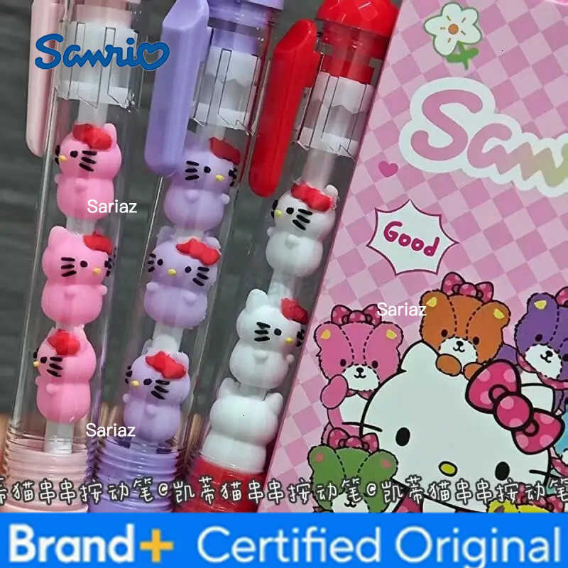 Sanrio 3Pcs Hello Kitty Gel Pen Set 05mm Black Personality Ins Wind Fun Decompression Pen Students Learn Stationery H2512311
