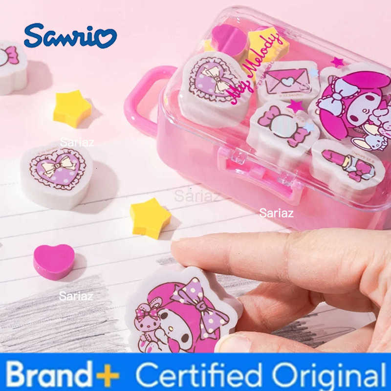 Sanrio Kawaii Luggage Case Eraser Set Cinnamoroll Kuromi Melody Pencil Eraser Stationery Student School Supplies Kids Gifts H251231