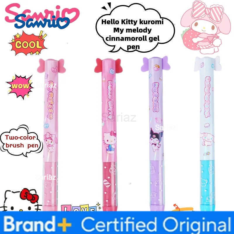 Sanrio New Hello Kitty kuromi My melody cinnamoroll cartoon creative gel pen personality cute animation peripheral two-color pen H251231