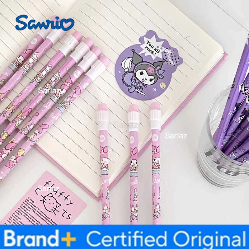 Sanrio 12pcs Anime Kuromi My Melody Pencil Figure Cartoon Pencil Kawaii Cinnamoroll Student Stationery Kids Birthday Party Gifts H251231