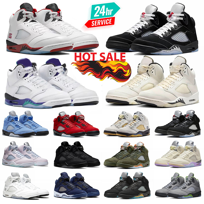 Designer Shoes 5s Black Metallic White Cement Fire Red Thunder Navy Blue 5 Outdoors Sports Sneakers Basketball 40-47
