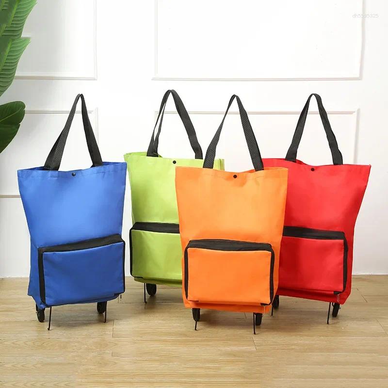26ss Shopping Bags Foldable Cart Oxford Cloth Vegetable Buying Trolley Multi-Functional Bag Retractable Roller Buy Carrot Wheel