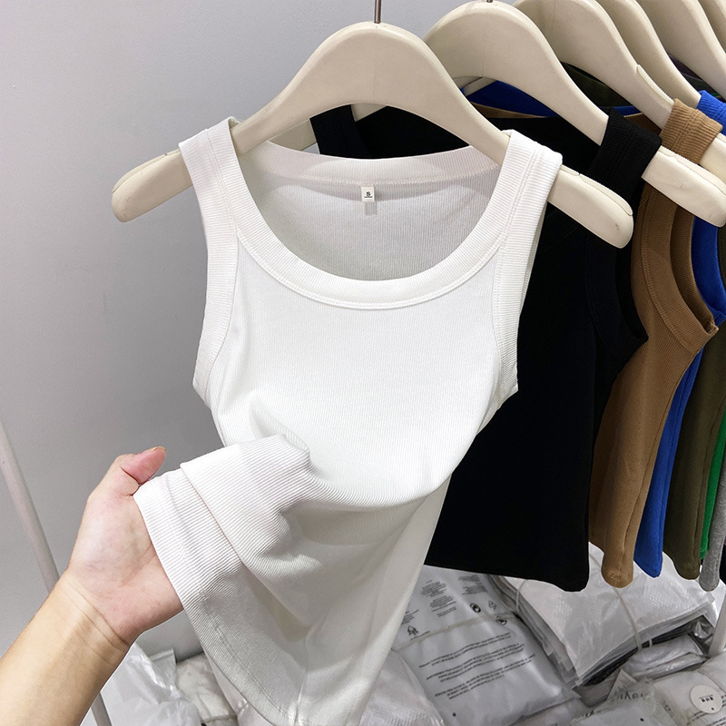 Plus Size Tank Top with Metal Triangle Label Slim Fit Outerwear Sleeveless Ribbed Top Base Layer Tank Versatile 250723