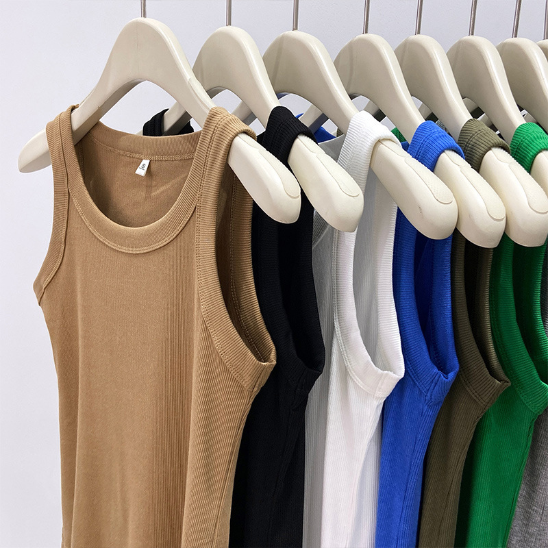 Plus Size Tank Top with Metal Triangle Label Slim Fit Outerwear Sleeveless Ribbed Top Base Layer Tank Versatile 250723