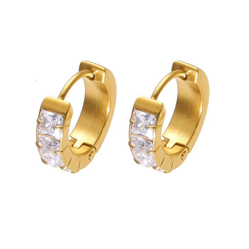 18K Gold Plated White Cubic Zirconia Circle Hoop Earrings for Women: Chic Designer-Inspired Unisex Daily Jewelry, Affordable Valentine's Day Gift