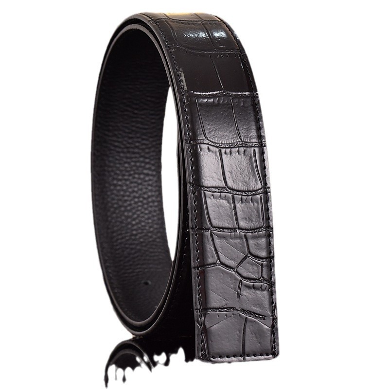 35cm Casual Style Cowskin Genuine Leather Crocodile Belts for Men Automatic Belt without Buckle Mens Red Blue Replacement belt 251110