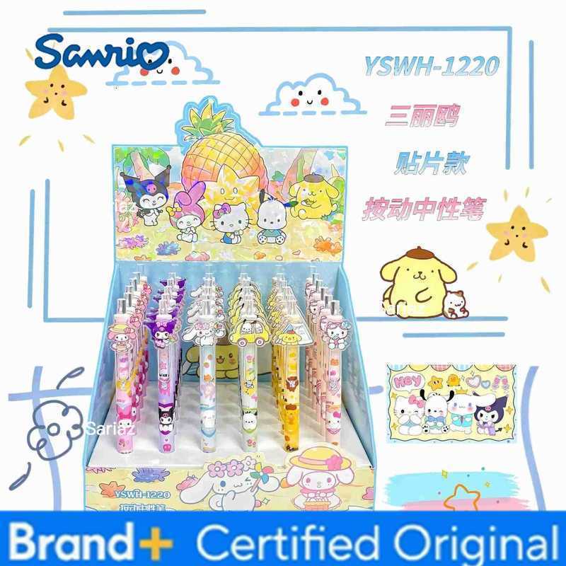 Sanrio 6-36pcs Kawaii Melody Kuromi Press Gel Pen Cute Hello Kitty 05mm Black Gel Pens School Supplies Stationery H251231
