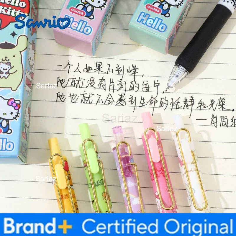 Sanrio 24pcs/lot LittleTwinStars PomPomPurin Kitty Press Gel Pen Cute 05mm Black Ink Press Signature Pens School Supplies H251231