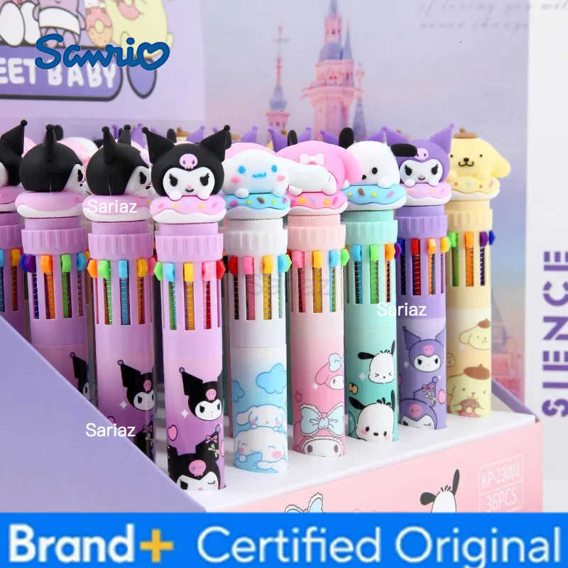 Sanrio Cartoon Ballpoint Pen 3pcs Kuromi Hello Kitty Cinnamoroll 10 Color 07 School Student Stationery Draw Wrirte Mark Pen H251231