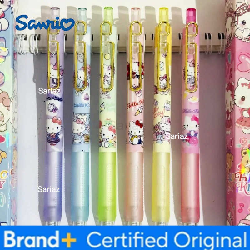 Sanrio 24pcs/lot Kawaii Kitty Press Gel Pen Cute 05mm Black Ink Neutral Pens Promotional Gift Office School Supply H251231