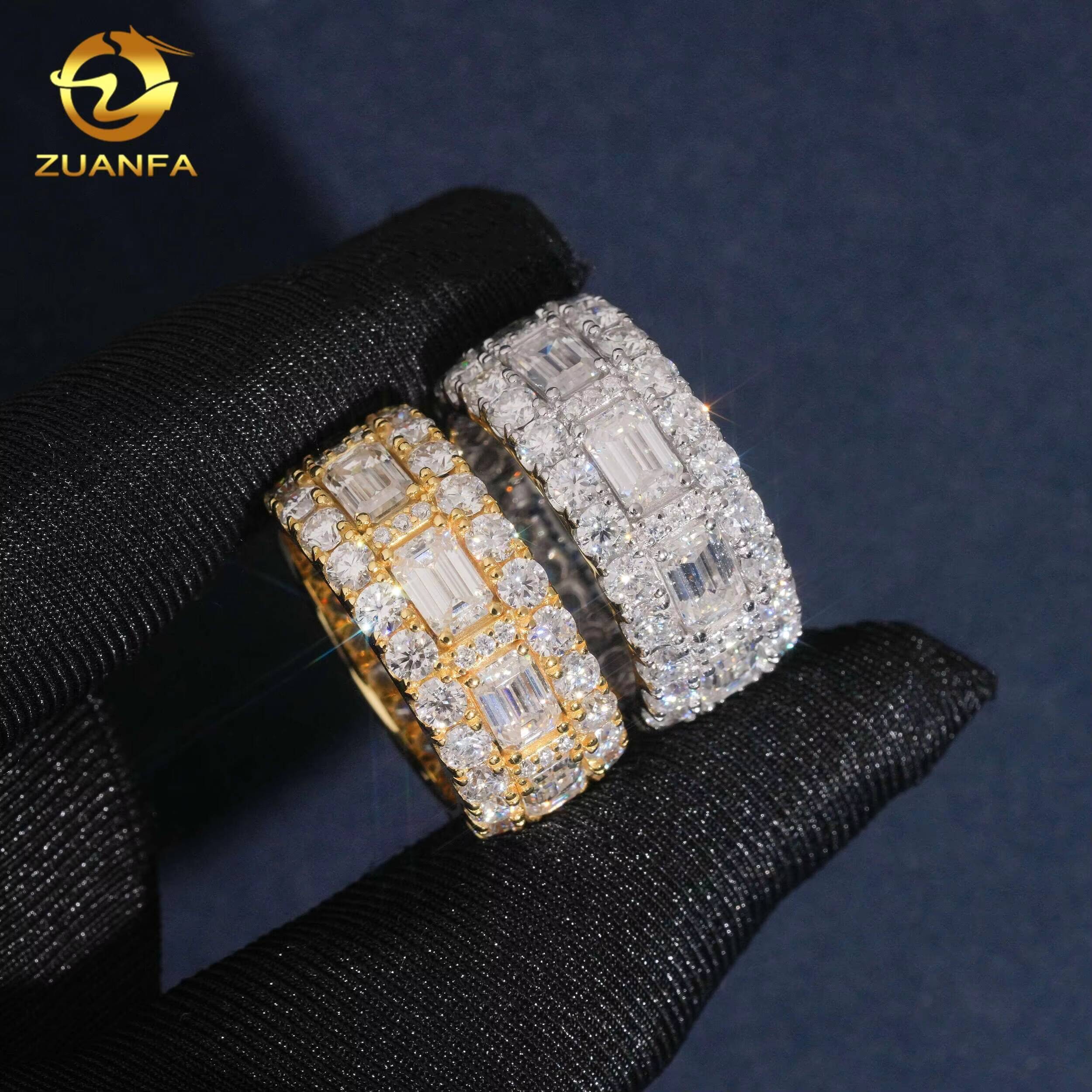 Ready Shipping Moissanite Hip Hop Jewelry 925 Sterling Silver Men Diamond Ring Pass Diamond Tester Iced Out Rapper Ring