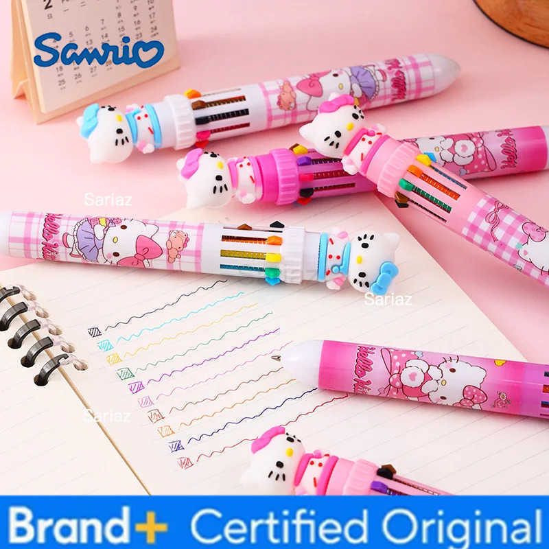Sanrio 6/36pcs Cartoon KT Doll 10 Colors Ballpoint Pen Hello Kitty Cute Gel Pen Student Supplies Stationery Wholesale Gifts H251231